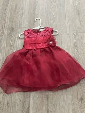 NEW Little Me Berry Color Baby Girl Sequin Accent Party Dress | 18 Months